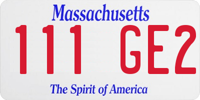 MA license plate 111GE2