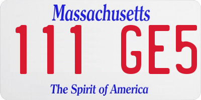 MA license plate 111GE5