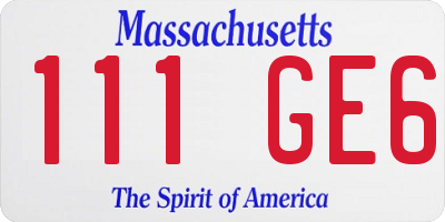 MA license plate 111GE6