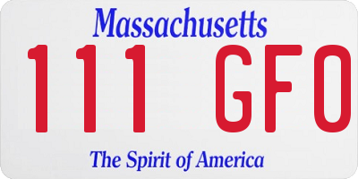 MA license plate 111GF0