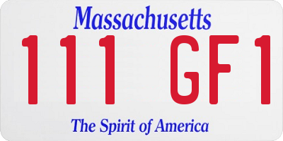MA license plate 111GF1