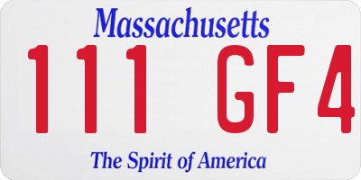 MA license plate 111GF4