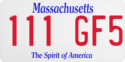 MA license plate 111GF5