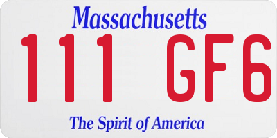MA license plate 111GF6