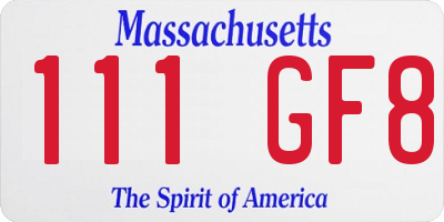 MA license plate 111GF8