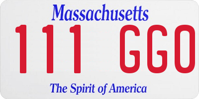 MA license plate 111GG0