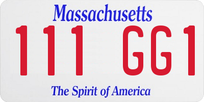 MA license plate 111GG1