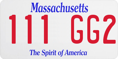 MA license plate 111GG2