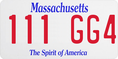 MA license plate 111GG4