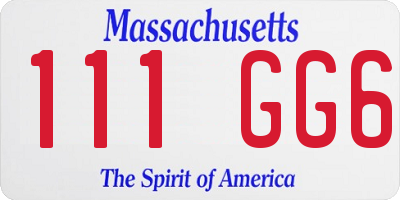 MA license plate 111GG6