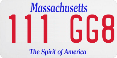 MA license plate 111GG8