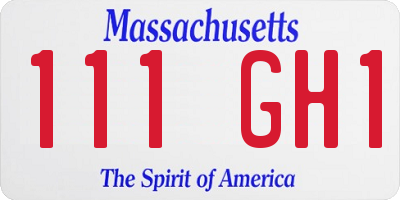 MA license plate 111GH1