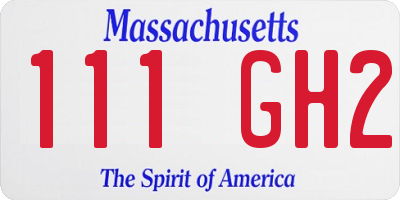 MA license plate 111GH2