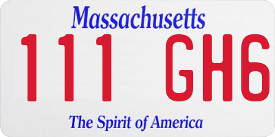 MA license plate 111GH6