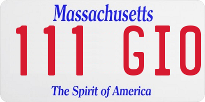 MA license plate 111GI0