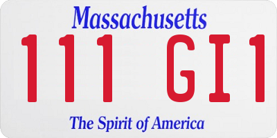 MA license plate 111GI1