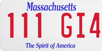 MA license plate 111GI4