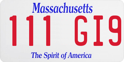 MA license plate 111GI9