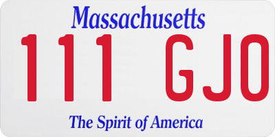 MA license plate 111GJ0