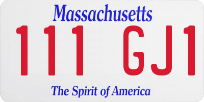 MA license plate 111GJ1