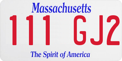 MA license plate 111GJ2
