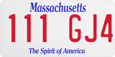 MA license plate 111GJ4
