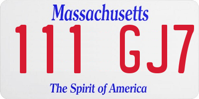 MA license plate 111GJ7