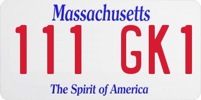 MA license plate 111GK1