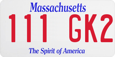 MA license plate 111GK2
