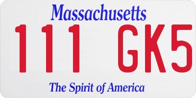 MA license plate 111GK5