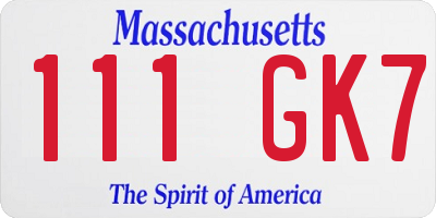 MA license plate 111GK7