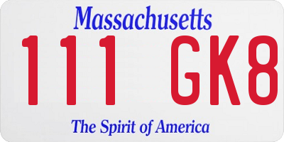 MA license plate 111GK8