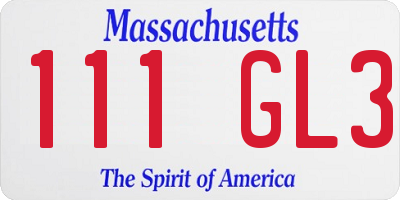 MA license plate 111GL3