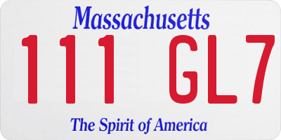 MA license plate 111GL7