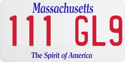 MA license plate 111GL9