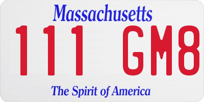 MA license plate 111GM8