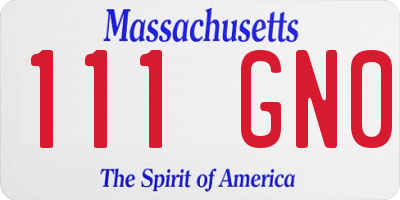 MA license plate 111GN0