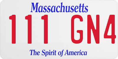 MA license plate 111GN4