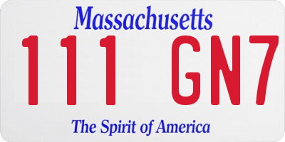 MA license plate 111GN7