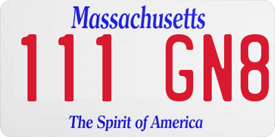 MA license plate 111GN8