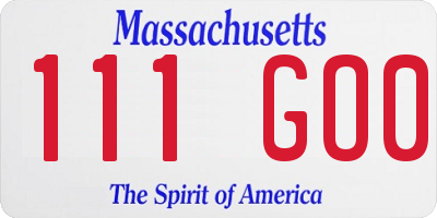 MA license plate 111GO0