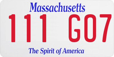 MA license plate 111GO7