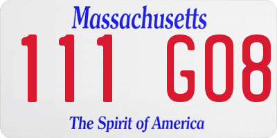 MA license plate 111GO8