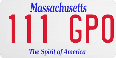 MA license plate 111GP0