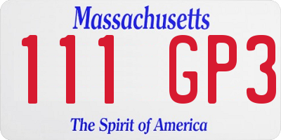 MA license plate 111GP3