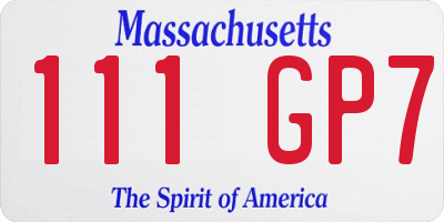 MA license plate 111GP7