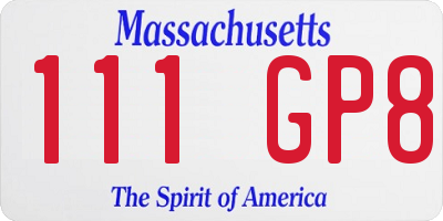 MA license plate 111GP8