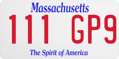 MA license plate 111GP9