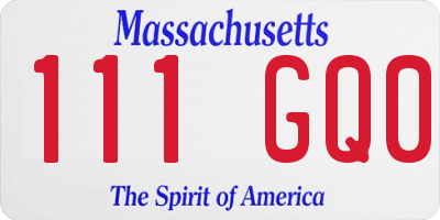 MA license plate 111GQ0