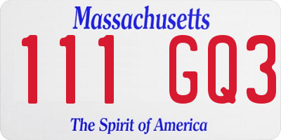 MA license plate 111GQ3